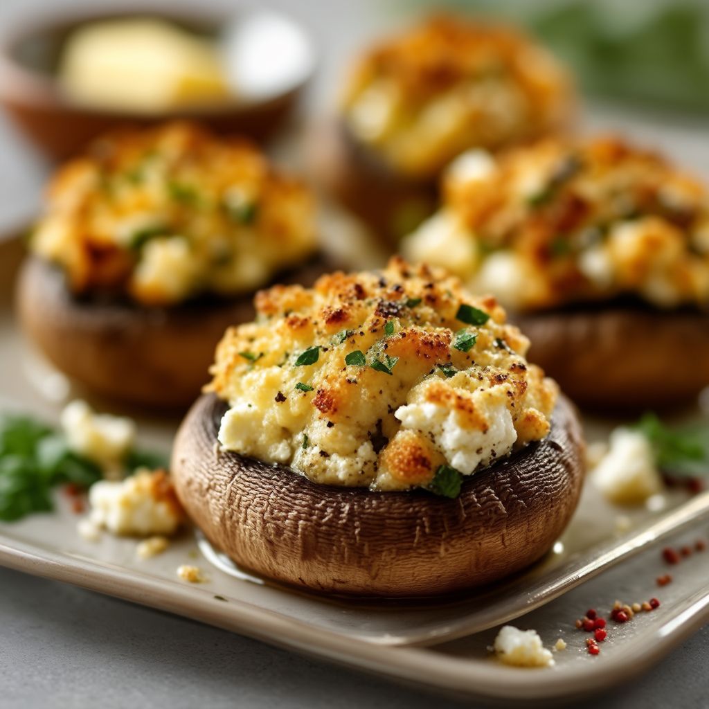 Herzhafte gefüllte Champignons mit Käse und Kräutern