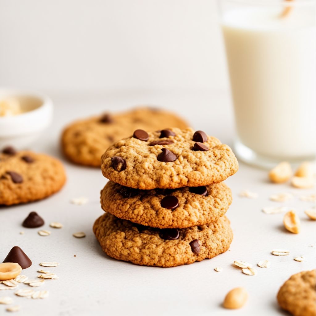 Chewy Peanut Butter Oatmeal Cookies with Chocolate Chips