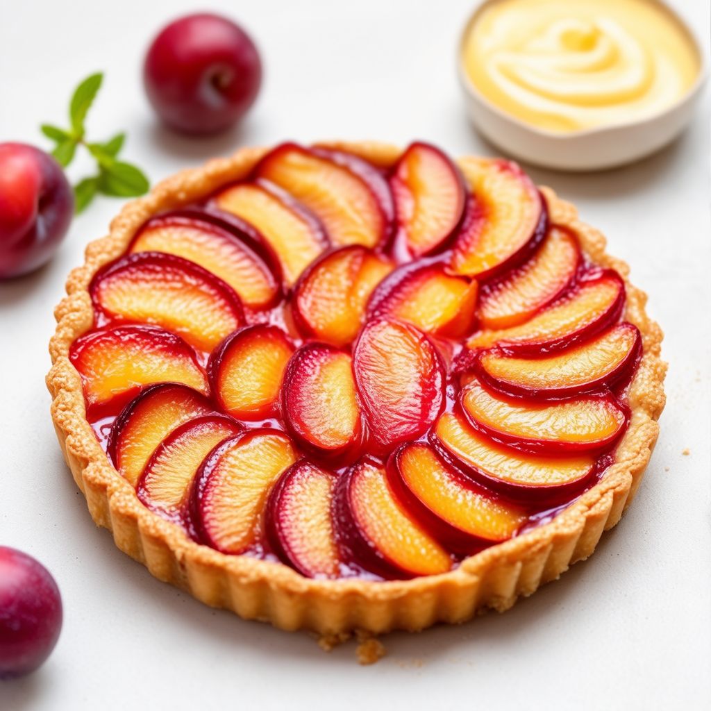 Rustic Plum Tart with Vanilla Custard