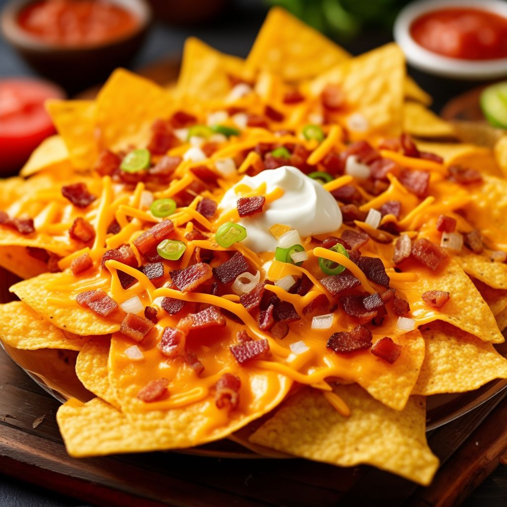Nachos con Formaggio, Bacon e Cipolla