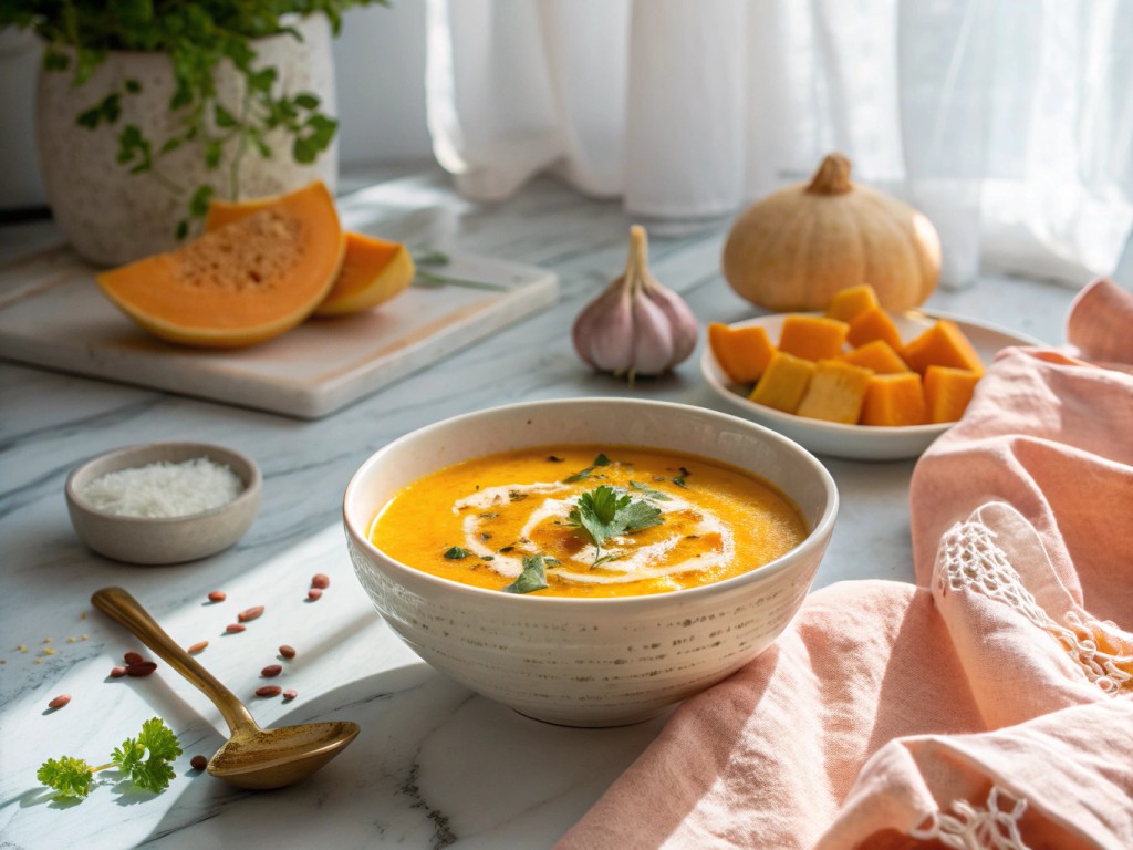 Kürbissuppe mit Kokosmilch und Orange