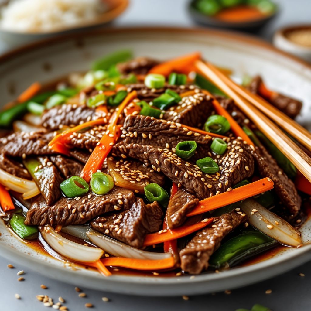 Herzhafter Rindfleisch-Wok mit Sesamsauce