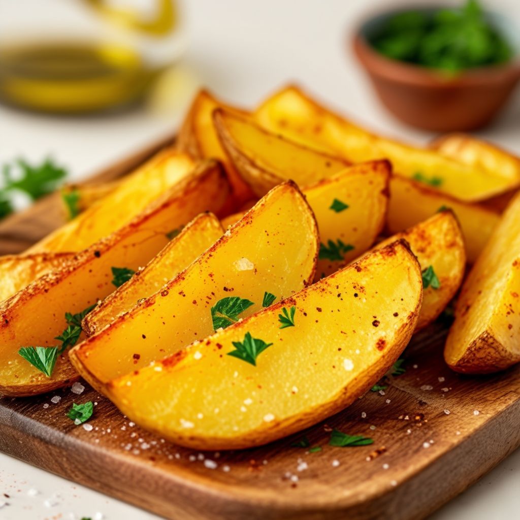 Golden Garlic Herb Potato Wedges