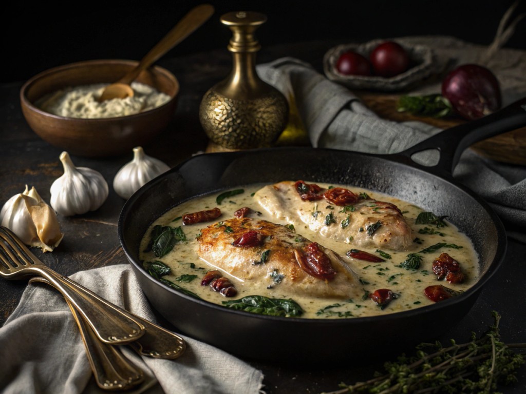 Hähnchenbrust in Parmesansoße