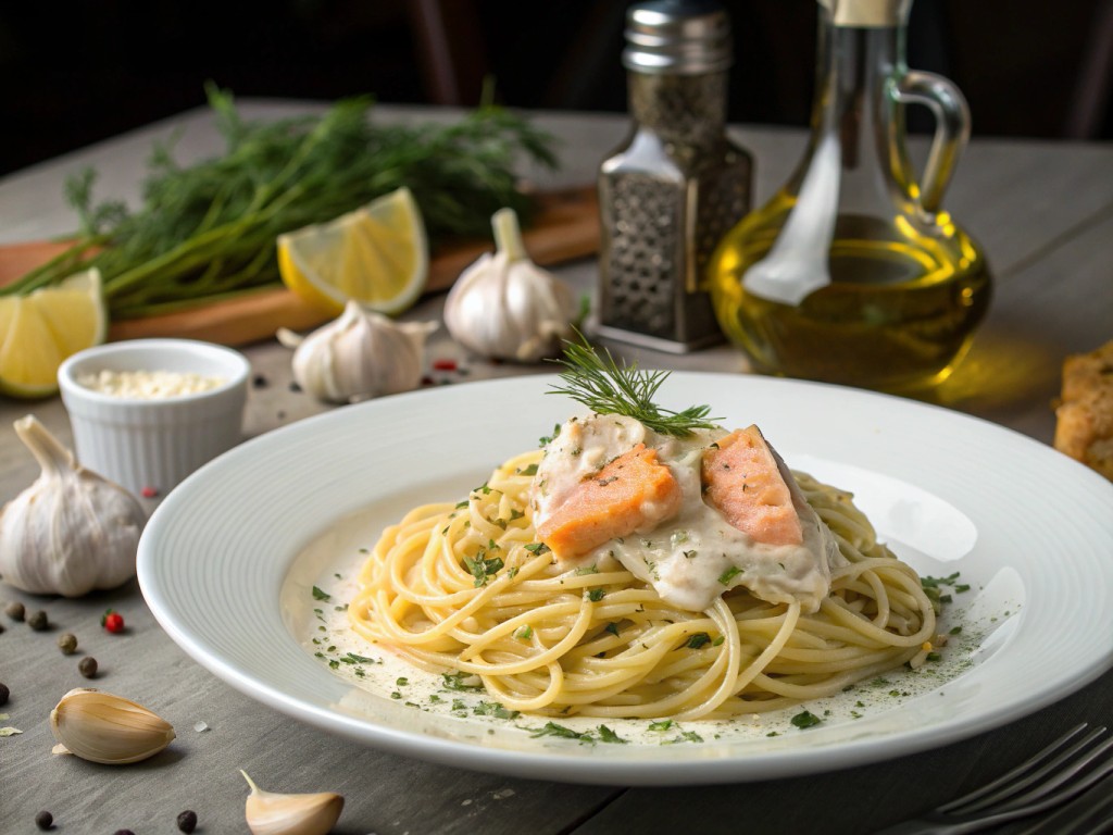 Spaghetti mit Lachs