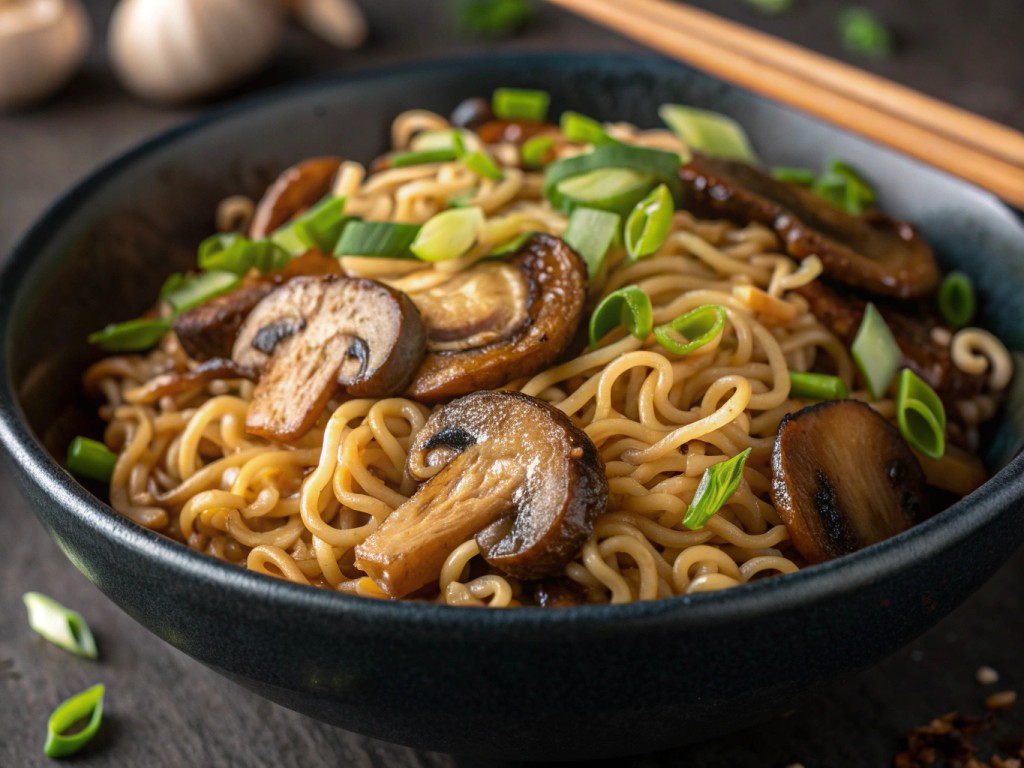 Quick Mushroom Ramen Noodles