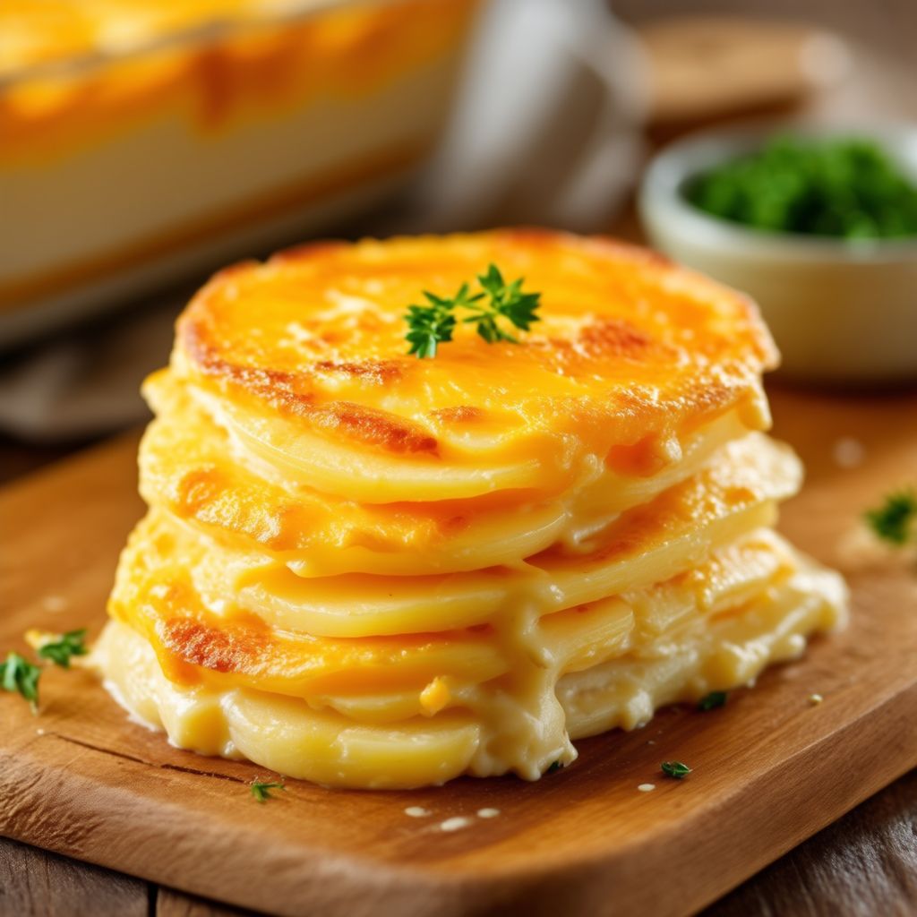 Cremiges Cheddar-Kartoffelgratin