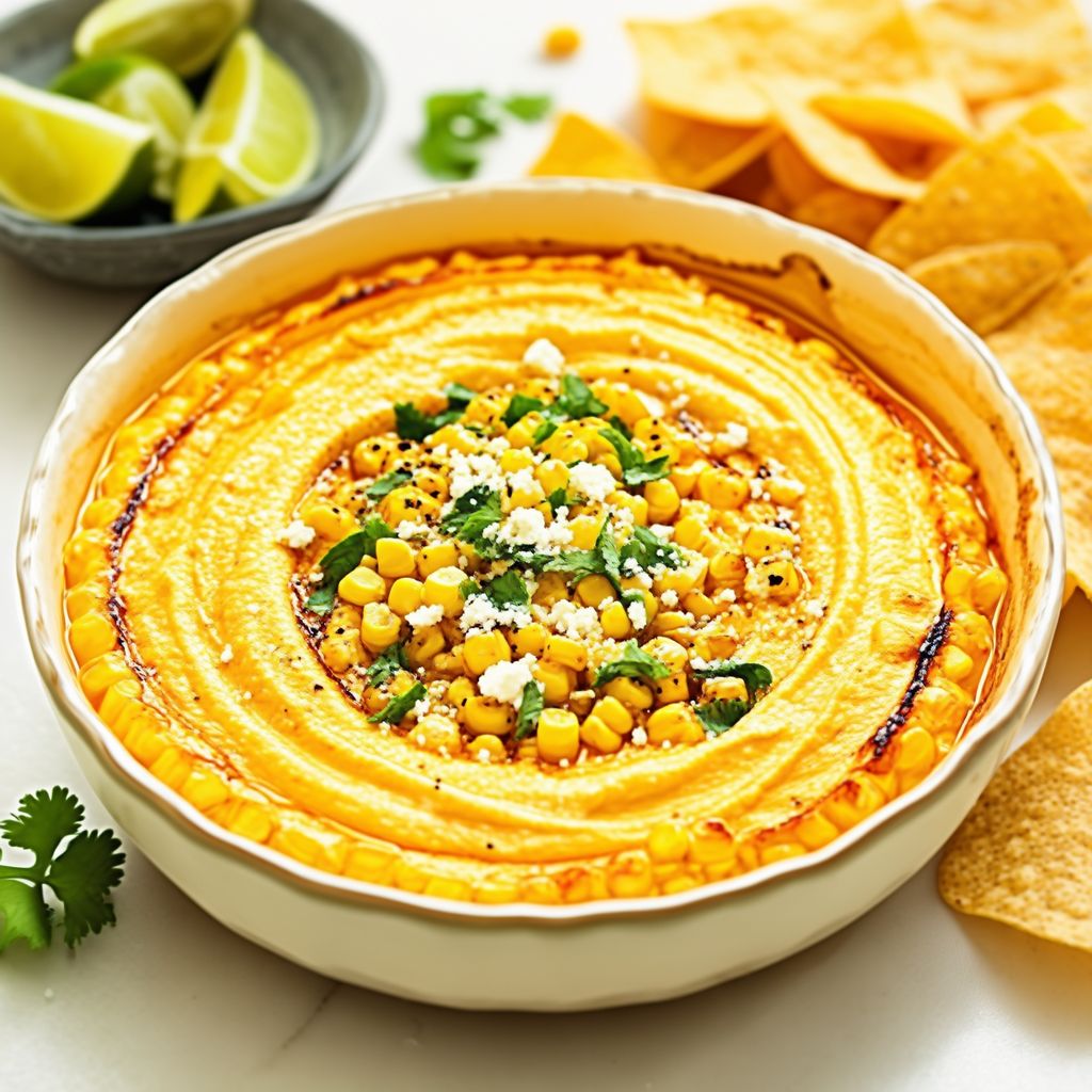 Grilled Corn Dip with Tortilla Chips