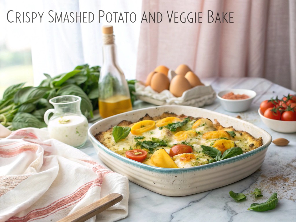 Crispy Smashed Potato and Veggie Bake