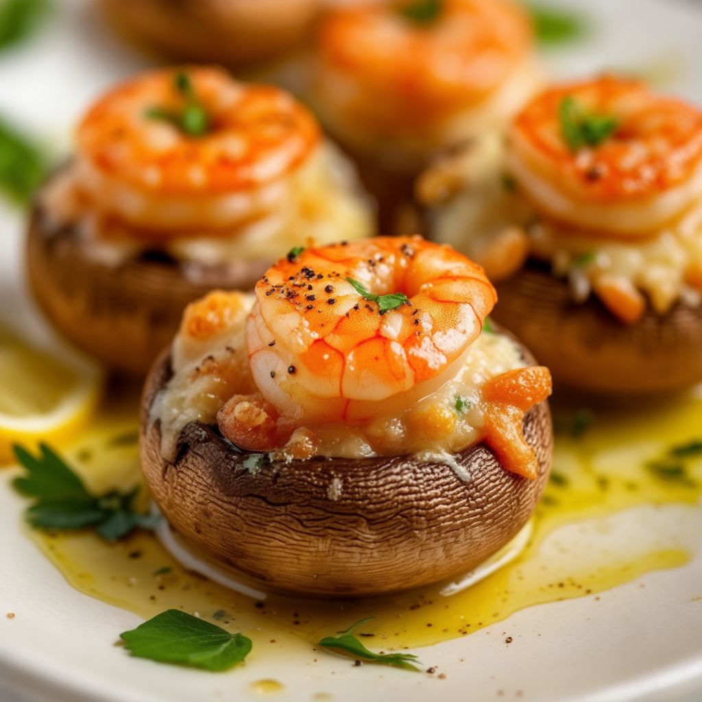 Knoblauch-Garnelen gefüllte Champignons