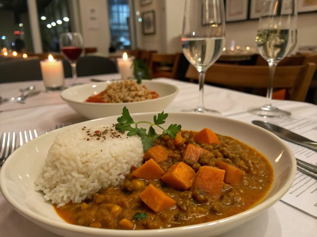Linsencurry mit Reis