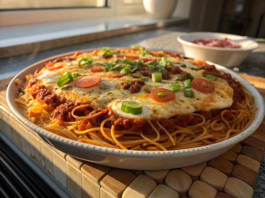 Spaghetti Pizza mit supergesunder Tomatensauce
