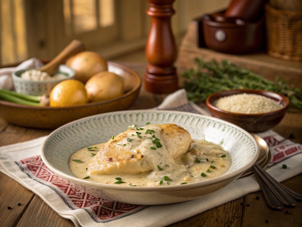 Hähnchenfilet in cremiger Frischkäse-Parmesan-Soße