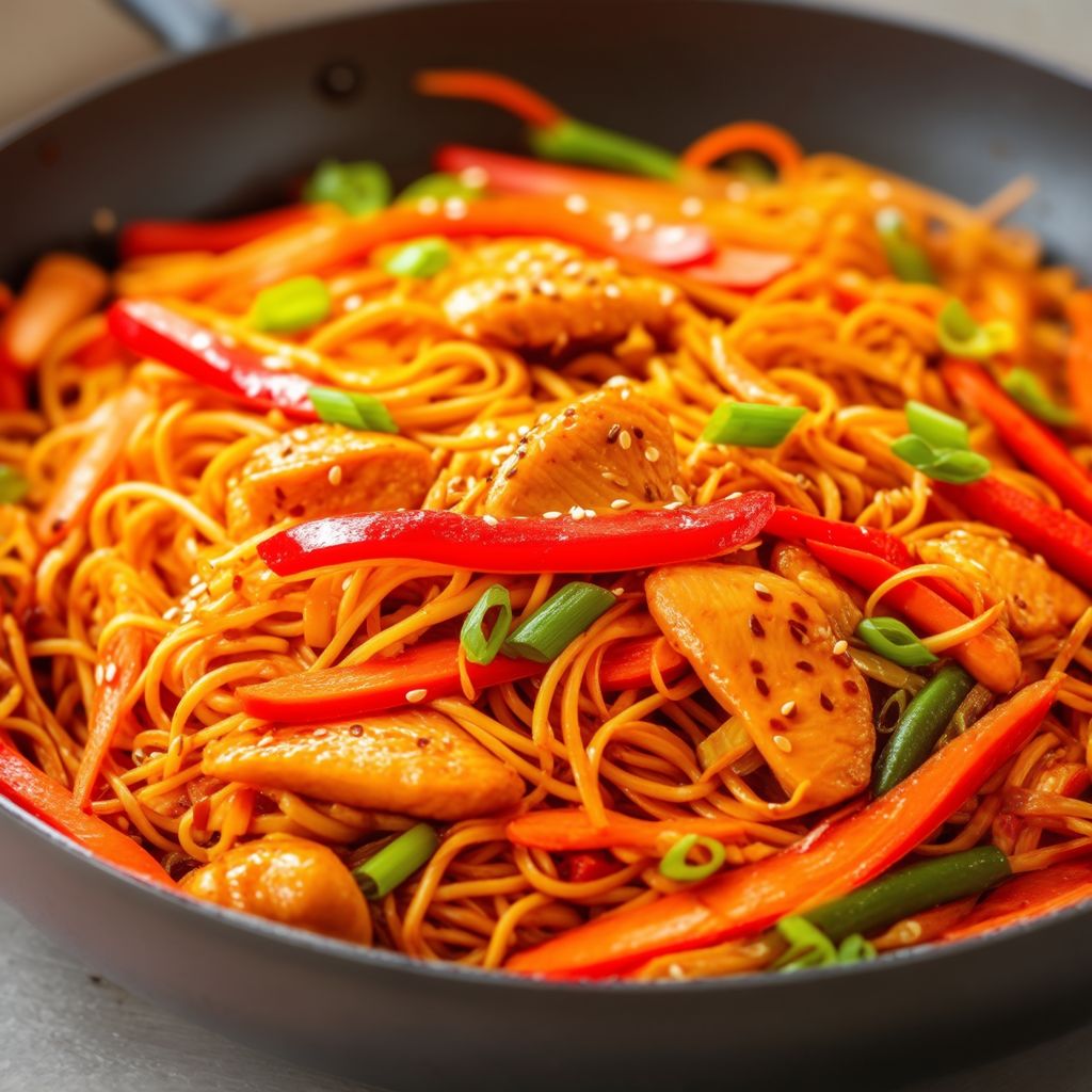 Savory Asian Stir-Fry Noodles with Chicken and Vegetables