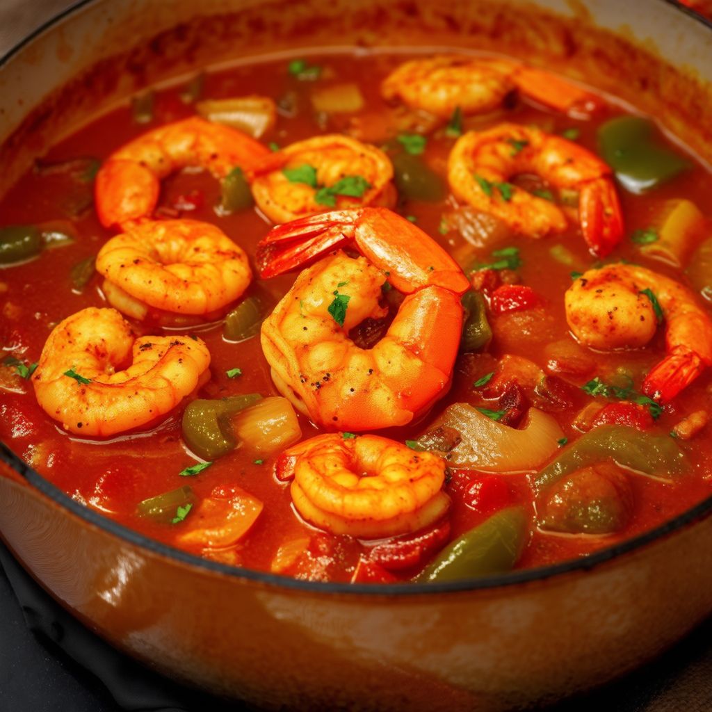 Würziger Cajun-Garnelen-Eintopf