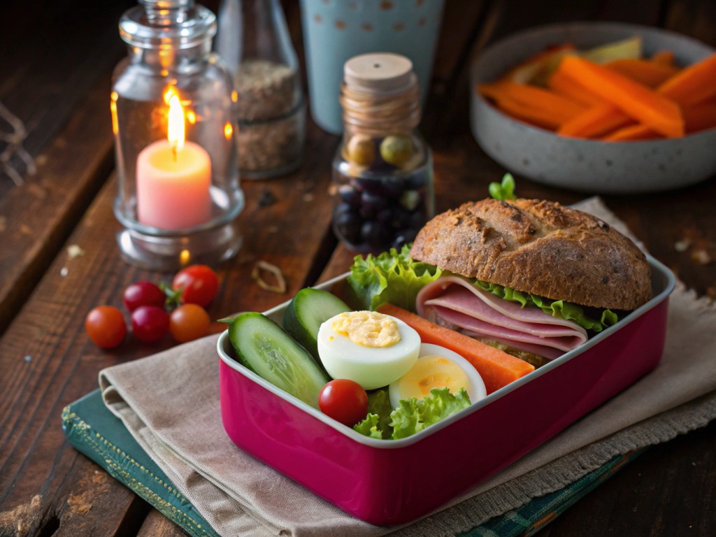 Lunchbox Mini‑Sandwich mit Gemüse und Früchten