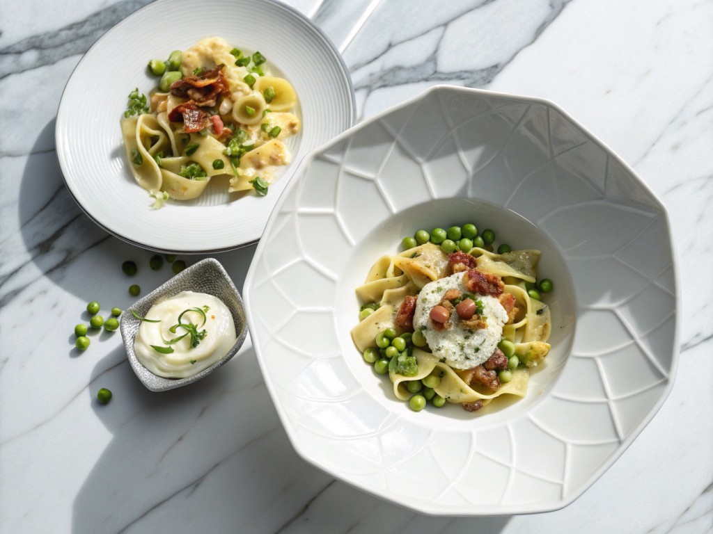 Muschelnudeln mit cremigen Erbsen