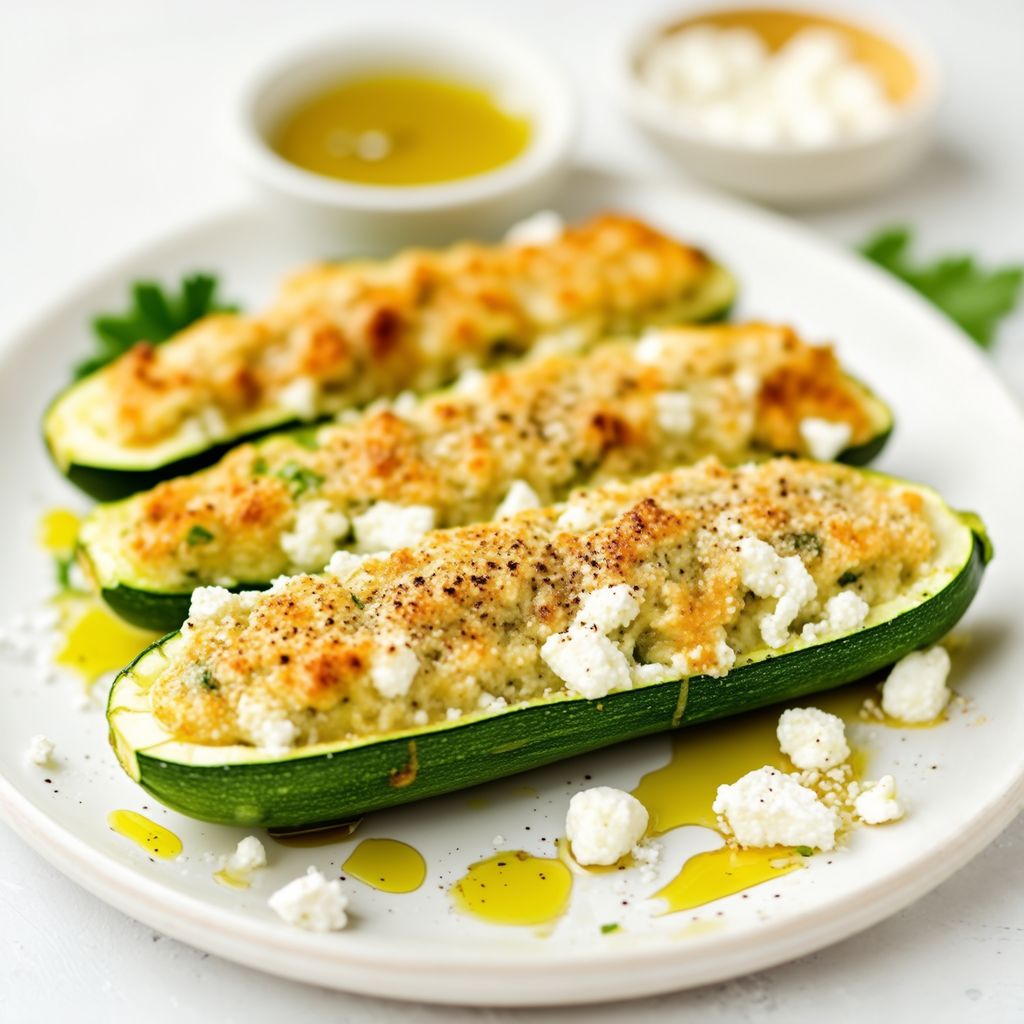 Barchette di Zucchine Ripiene con Feta Aromatizzata