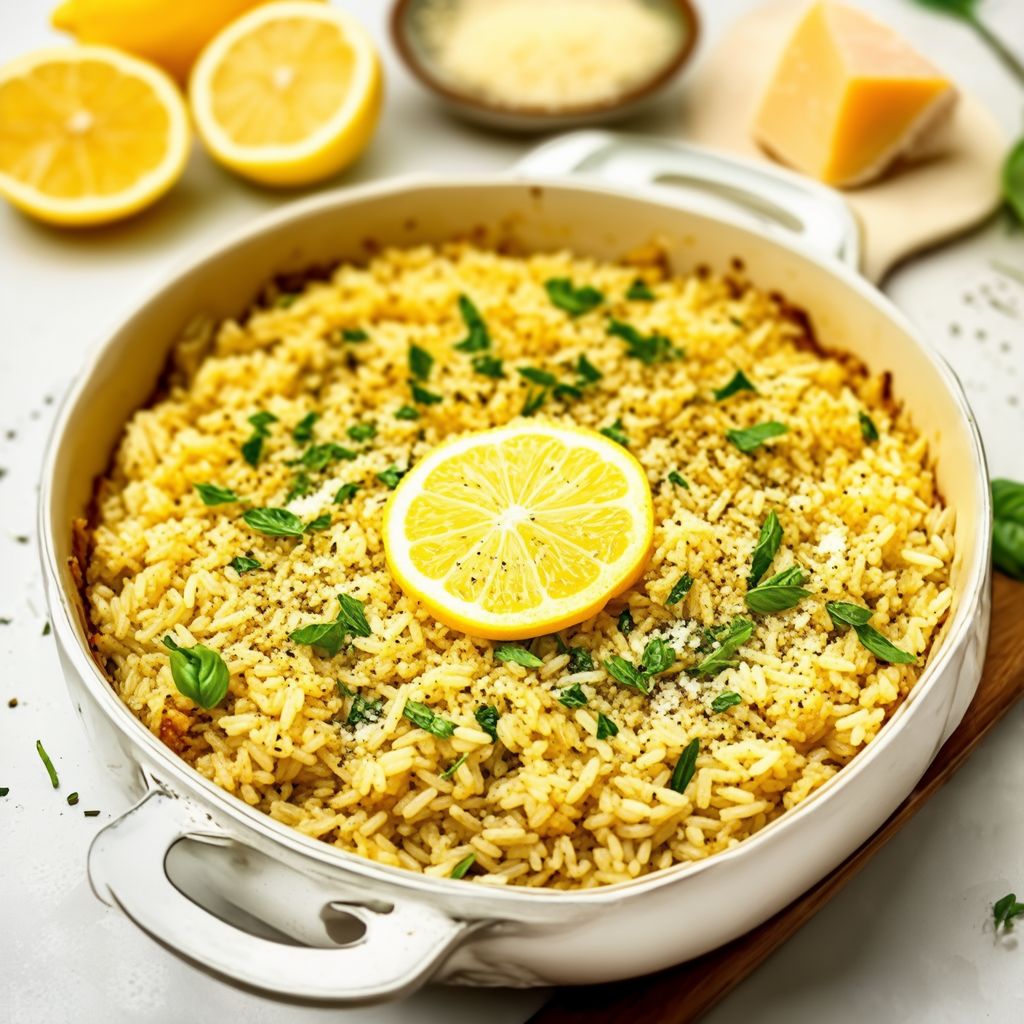 Kräuter-Zitronen-Parmesan-Brauner-Reis-Auflauf