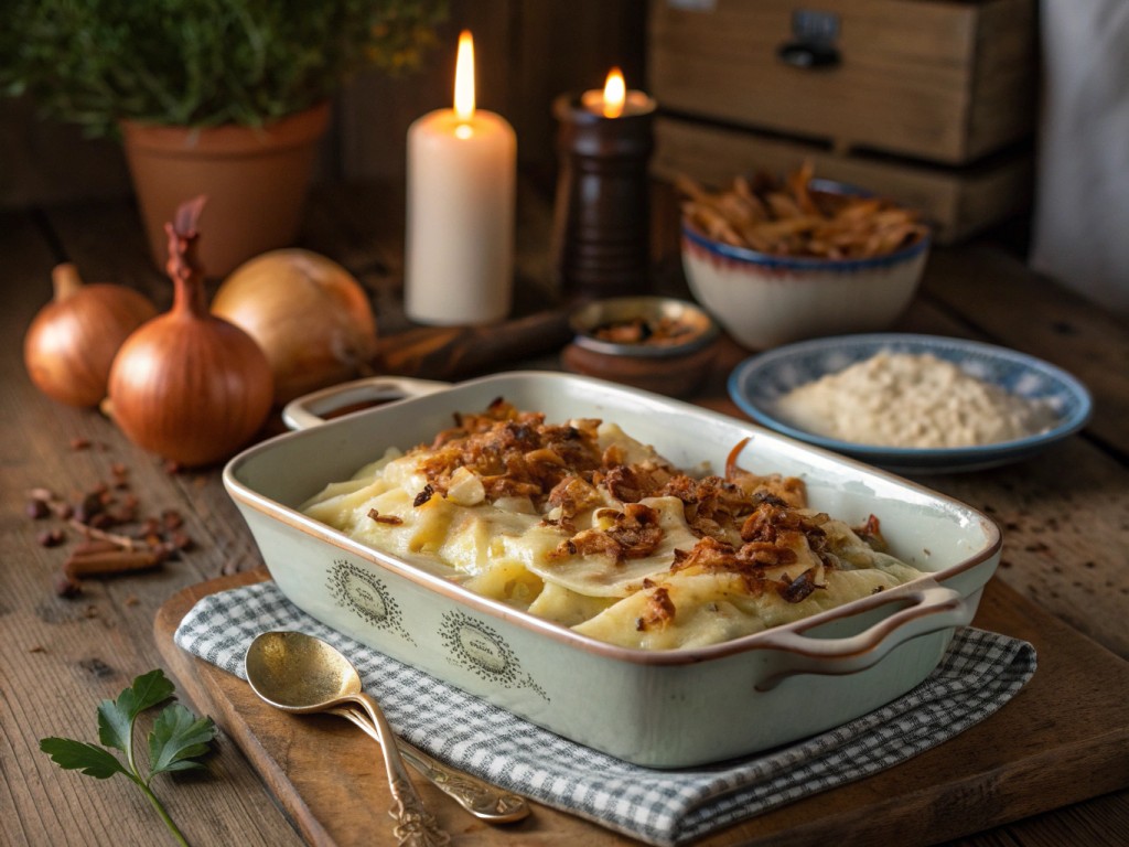 Überbackene Maultaschen im Käsespätzle-Style