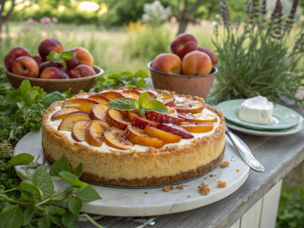 Pfirsich-Cobbler Italienischer Ricotta-Käsekuchen