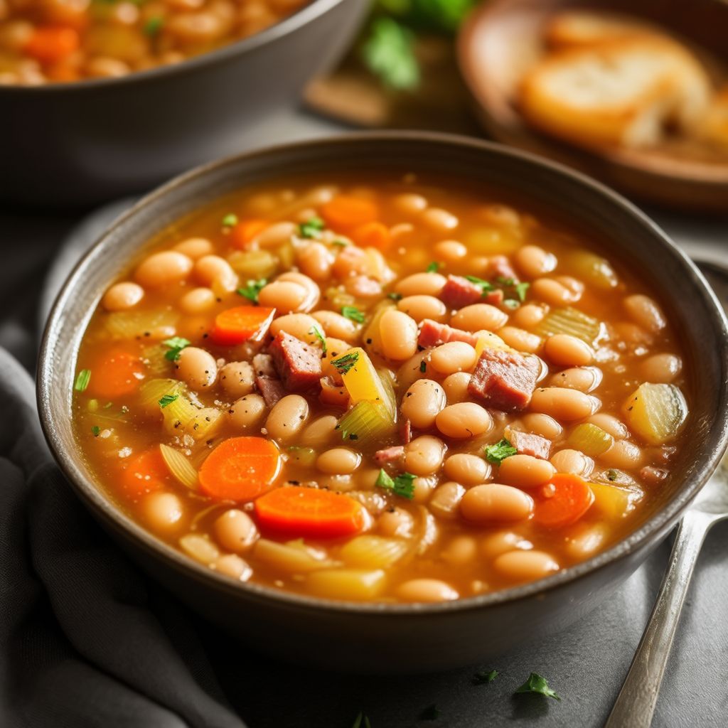 Zuppa Sostanziosa di Fagioli Navy e Prosciutto