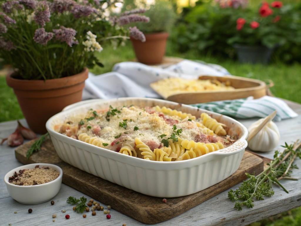 Nudel-Schinken-Gratin