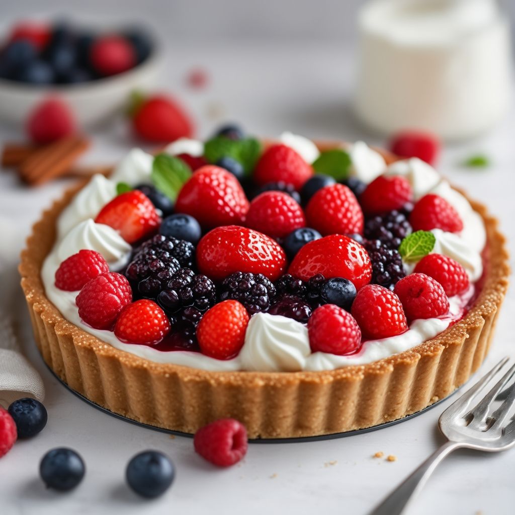 Dreifach-Beeren-Delight-Tarte
