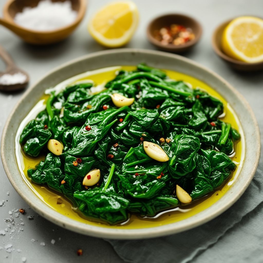 Garlic Lemon Wilted Spinach