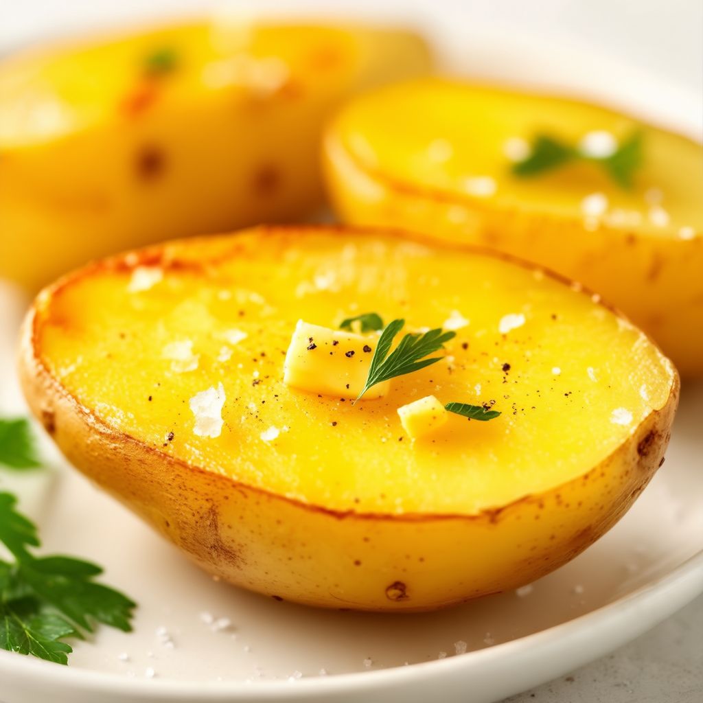 Golden Garlic Butter Potato Halves