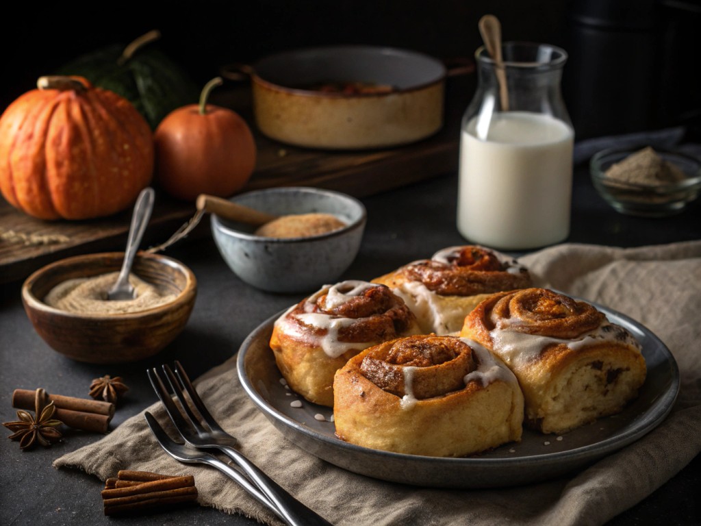 Kürbis Zimtschnecken mit Apfelfüllung