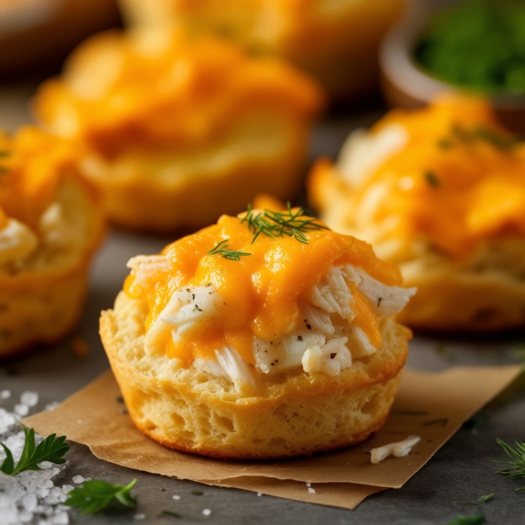 Käse-Krabben-Biskuit-Häppchen