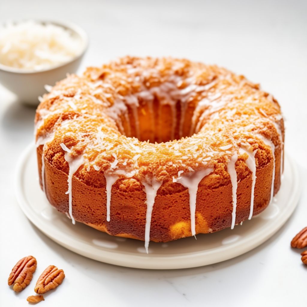 Tropical Coffee Cake with Coconut Rum Glaze
