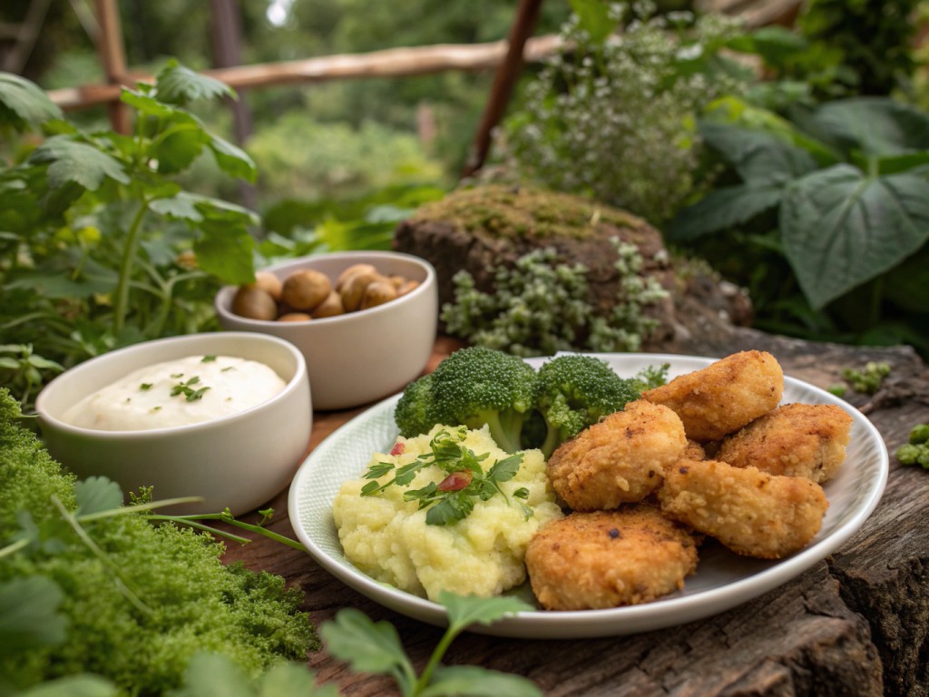 Chicken Nuggets mit Brokkoli‑Kartoffelbrei