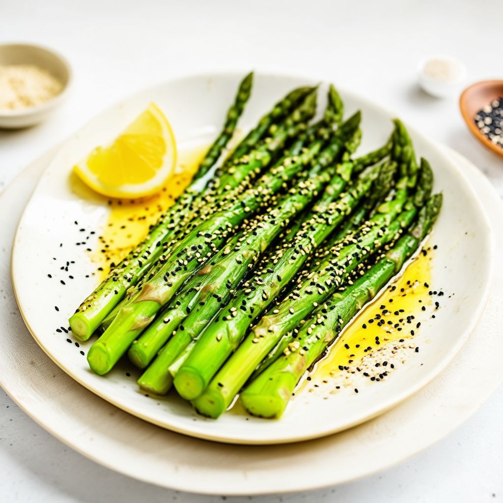 Zitronenbutter-Sesam-Spargel