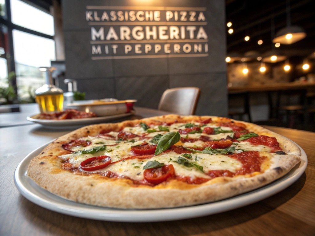 Klassische Pizza Margherita mit Pepperoni