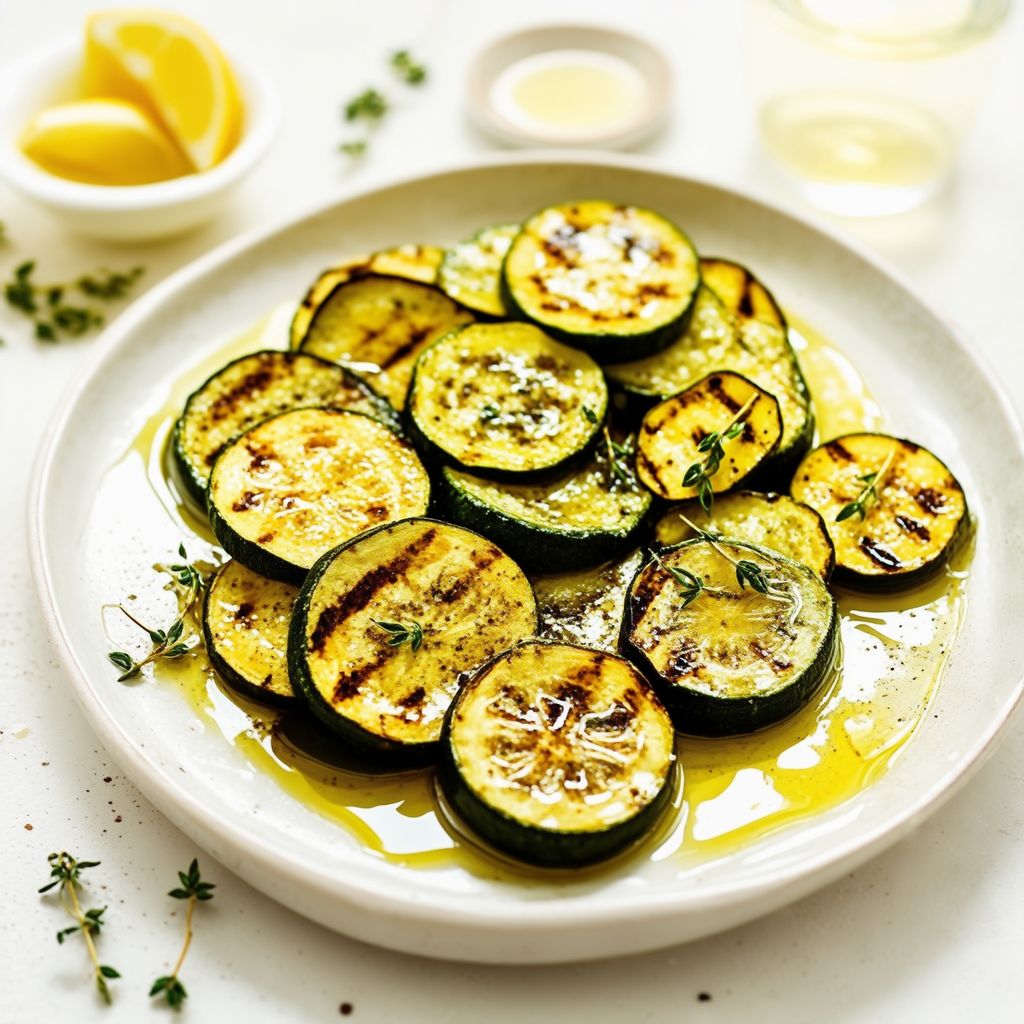 Gegrillte Kräuter-marinierte Zucchini und Kürbis
