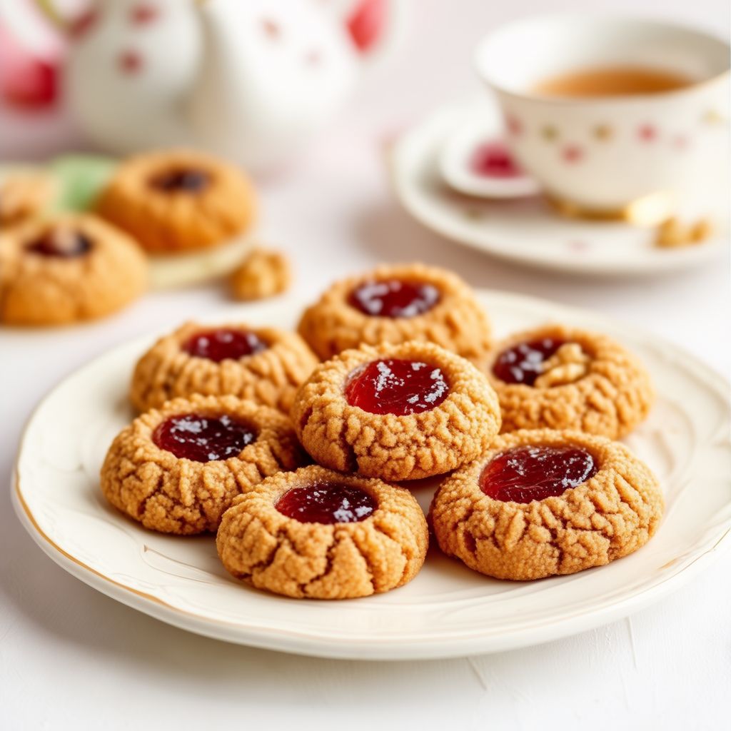 Skandinavische Walnuss-Daumenabdruckkekse