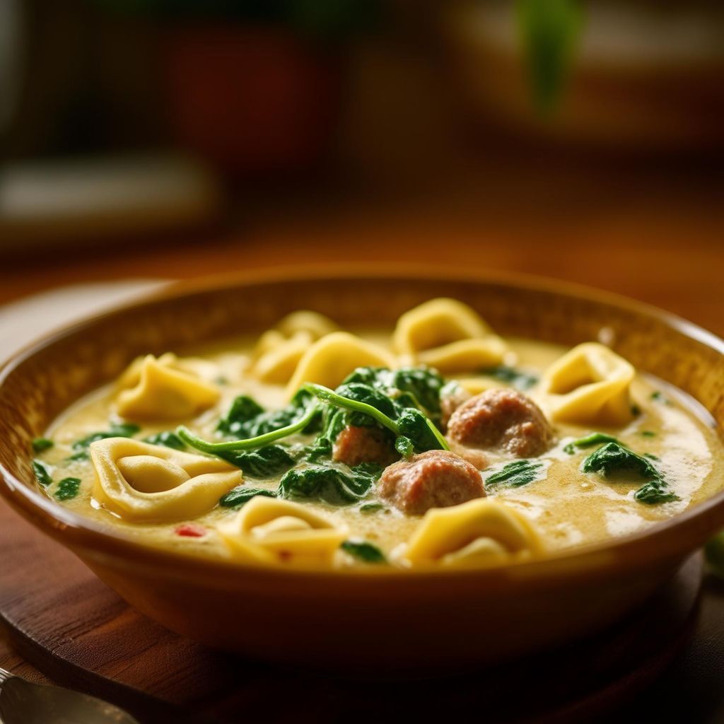 Cremige Wurst-Spinat-Tortellini-Suppe