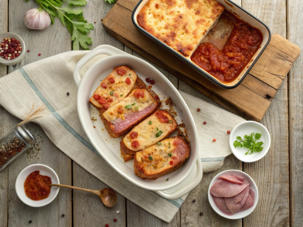Pikante Leberkäse‑Überbackung