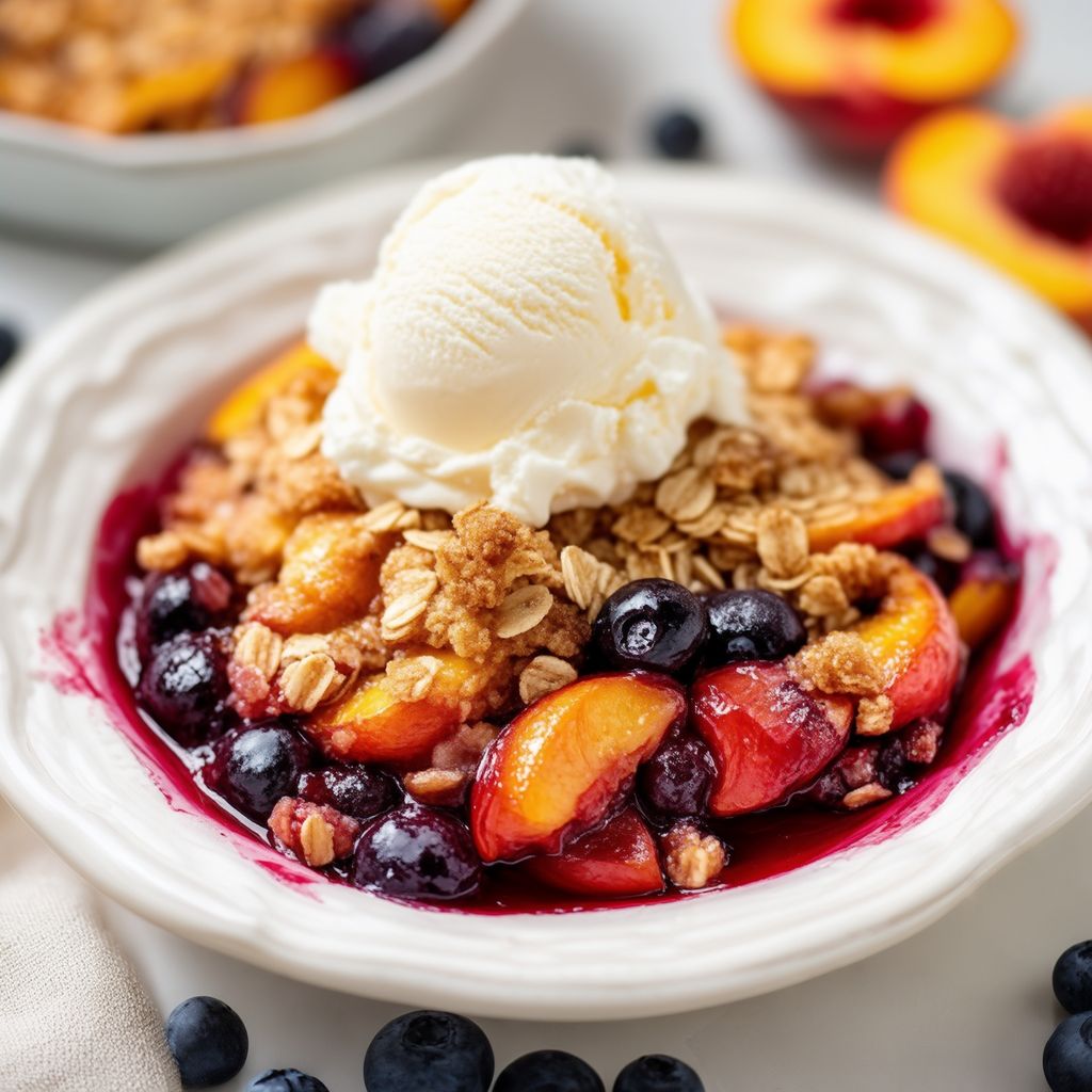 Golden Peach and Blueberry Crisp