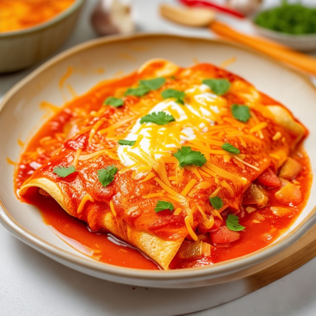 Gewürzte Hähnchen-Enchiladas mit hausgemachter Sauce