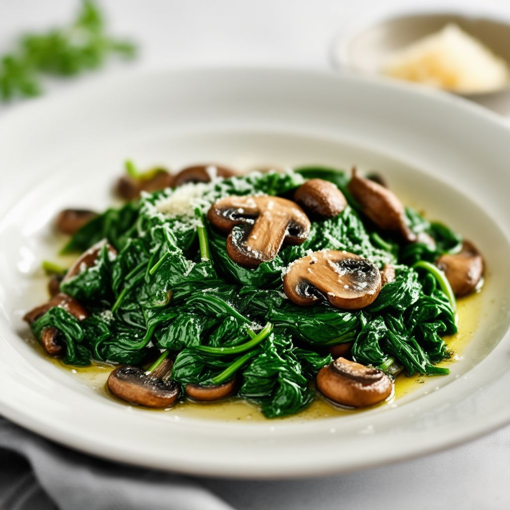 Gebratener Spinat und Champignons mit Parmesan