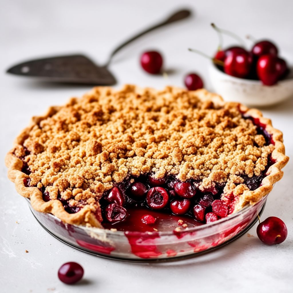 Rustic Cherry Crumble Pie