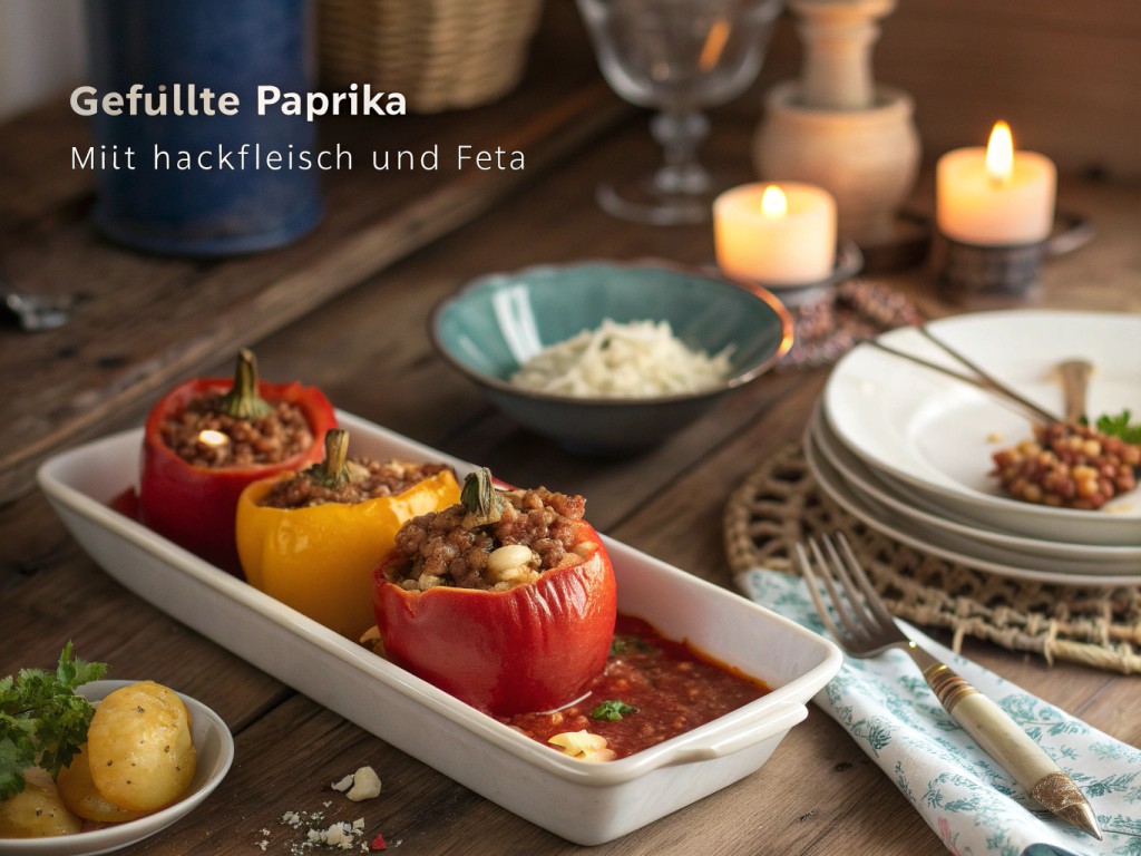 Gefüllte Paprika mit Hackfleisch und Feta