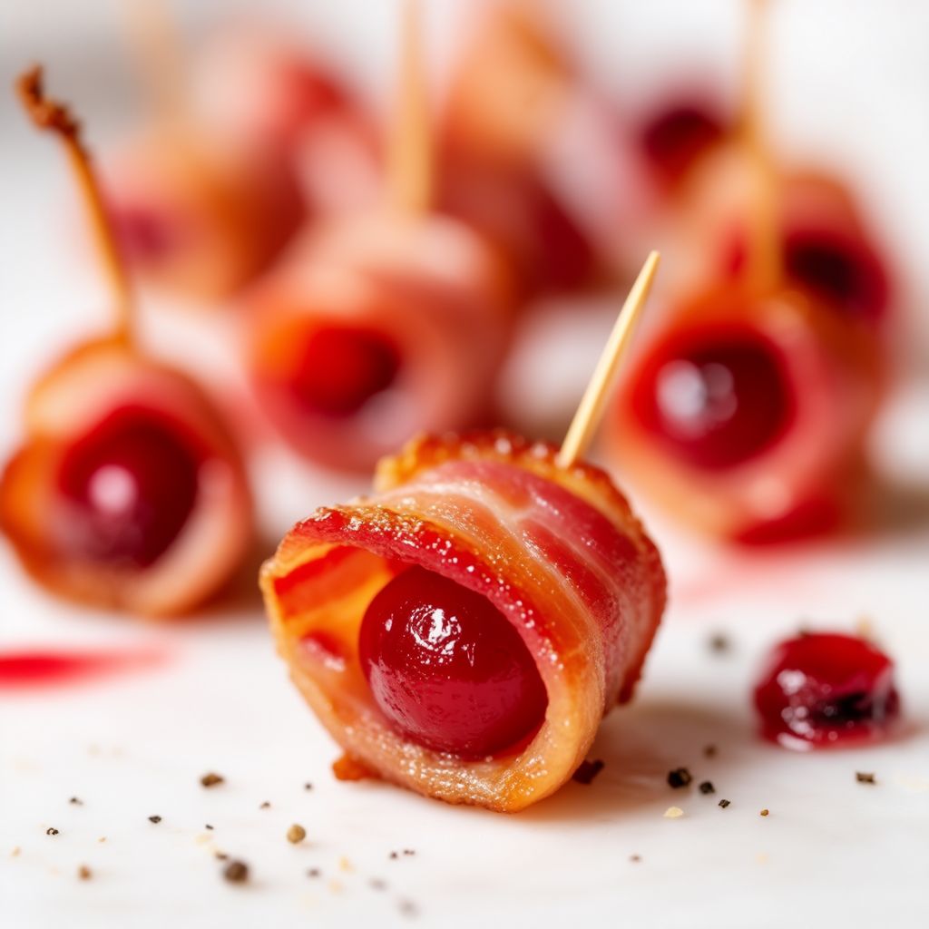 Bocconcini di Ciliegie Avvolti nel Bacon Croccante