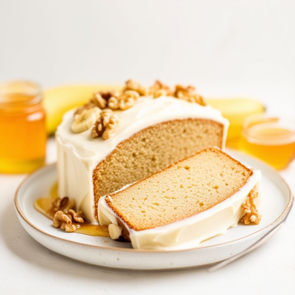 Bananen-Joghurt-Kuchen mit Honig-Creme-Frosting