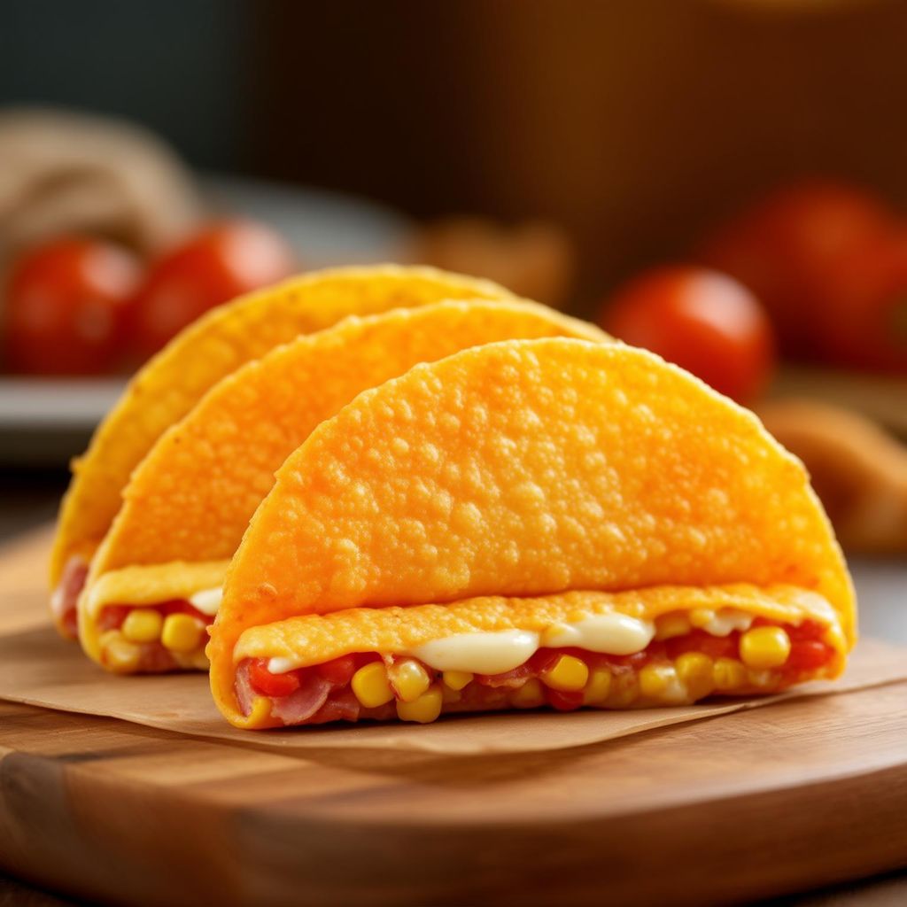 Corn Tacos with Cheese and Ham