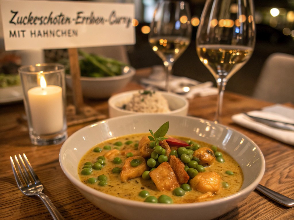 Zuckerschoten-Erbsen-Curry mit Hähnchen