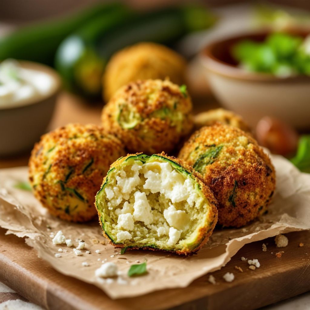 Knusprige Zucchini-Feta-Bällchen aus dem Ofen